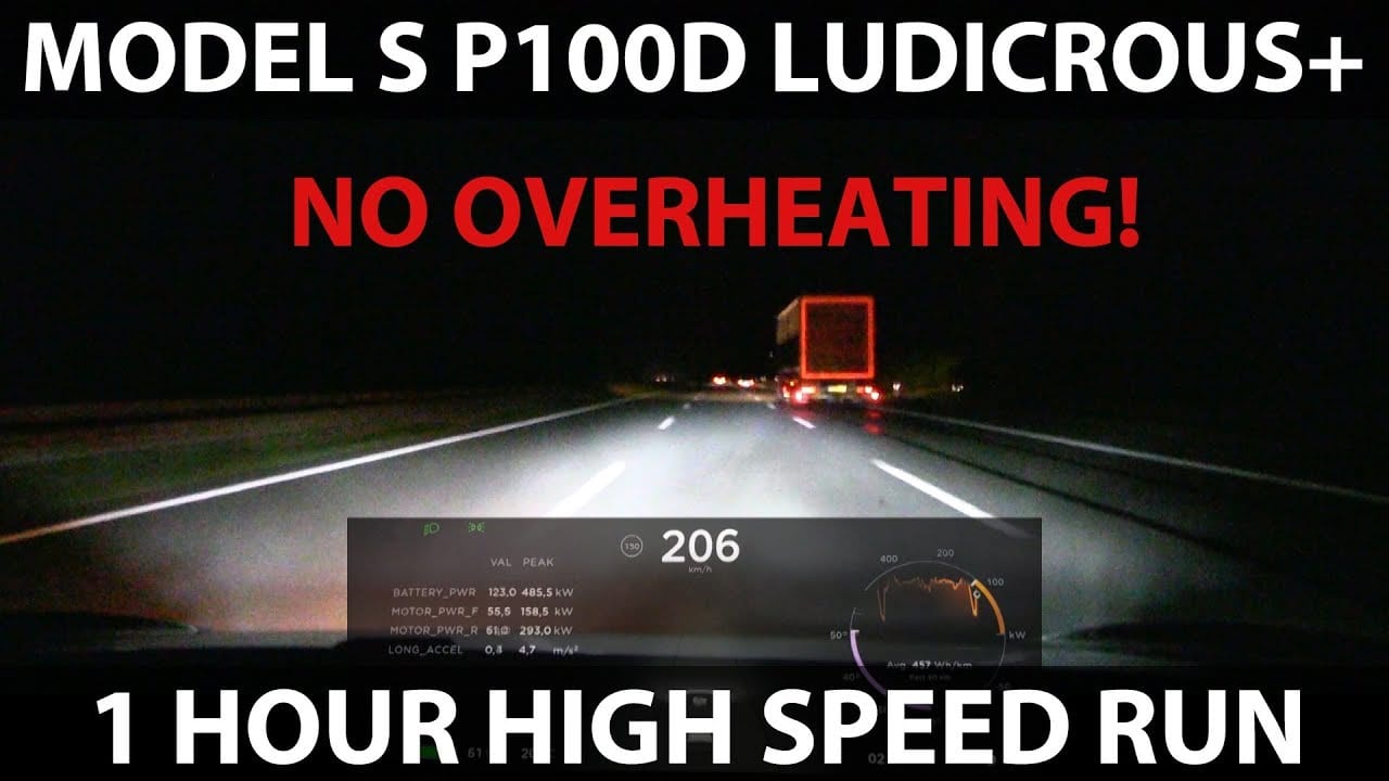 Jazda 200 km/h przez godzinę. Tesla Model S P100DL. Czy się przegrzeje?